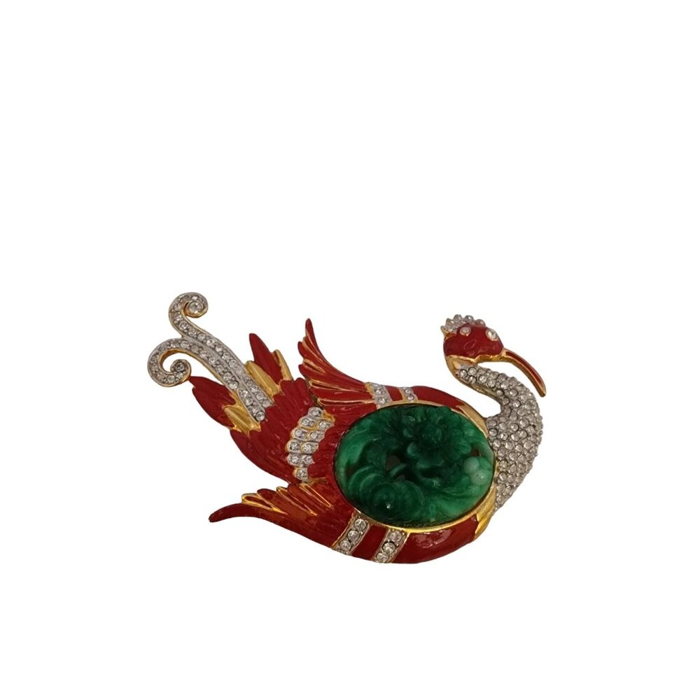 Contemporary Faux Peking Resin Acrylic Swan Brooch (A5342)